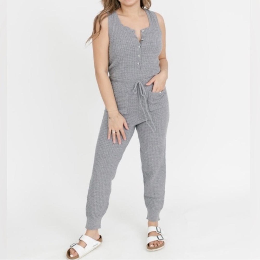 Smash + Tess | Megan Waffle Romper in Mid Grey | Worn Once!